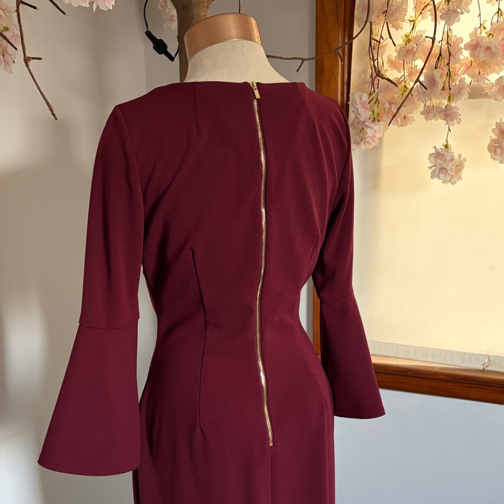 Calvin Klein Burgundy Long Sleeve Dress - Picture 2 of 6